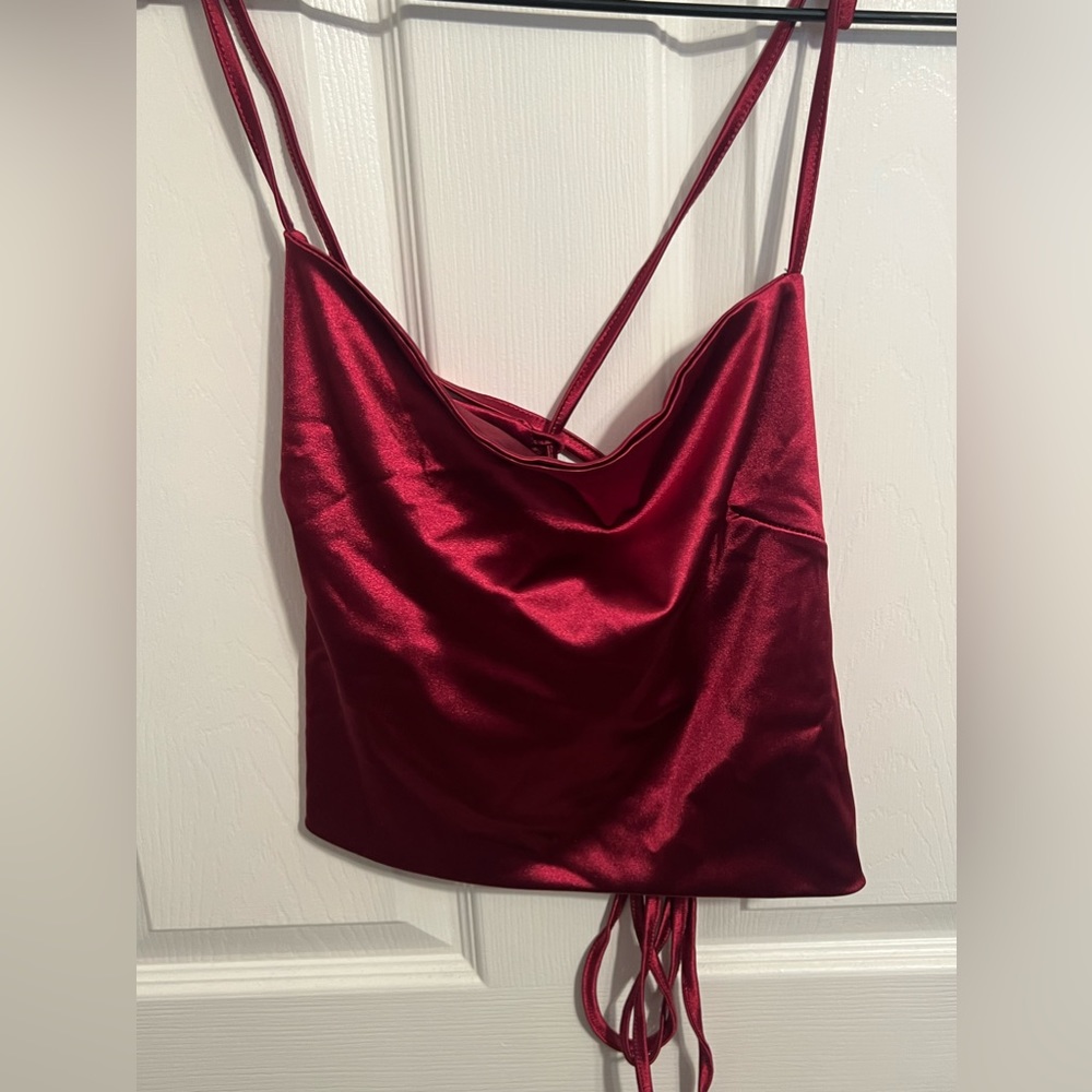 Satin red top